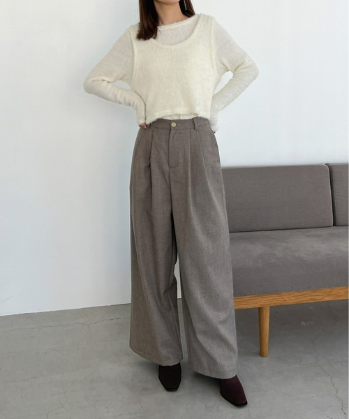 Olu.(オルドット)の「ワイドタックパンツ(スラックス・レディース・ダークグレー/カーキ・1/0)」の6枚目の写真