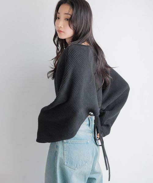 LOWRYS FARM（ローリーズファーム）の「メニーウェイカシュクールＬＳ　133792（ニット/セーター・レディース・アイボリー/ブラック/ブルー/ピンク・FREE）」の7枚目の写真