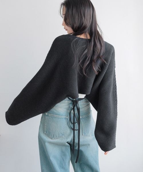 LOWRYS FARM（ローリーズファーム）の「メニーウェイカシュクールＬＳ　133792（ニット/セーター・レディース・アイボリー/ブラック/ブルー/ピンク・FREE）」の21枚目の写真