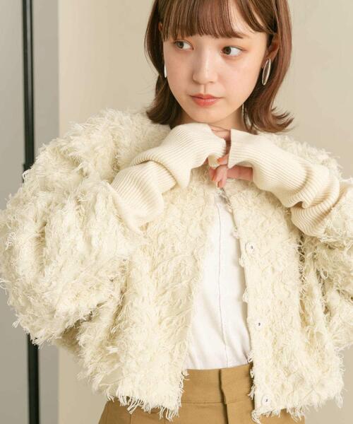 KBF(ケイビーエフ)の「2WAYフリンジカーディガン(カーディガン/ボレロ・レディース・アイボリー/グリーン系その他/ブラック・ONE)」の9枚目の写真