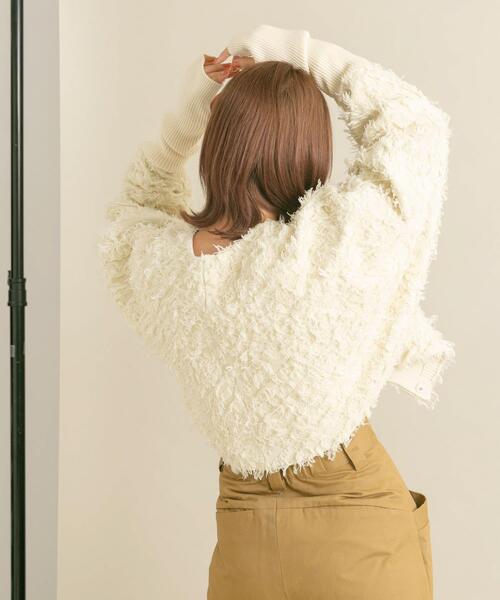 KBF(ケイビーエフ)の「2WAYフリンジカーディガン(カーディガン/ボレロ・レディース・アイボリー/グリーン系その他/ブラック・ONE)」の13枚目の写真