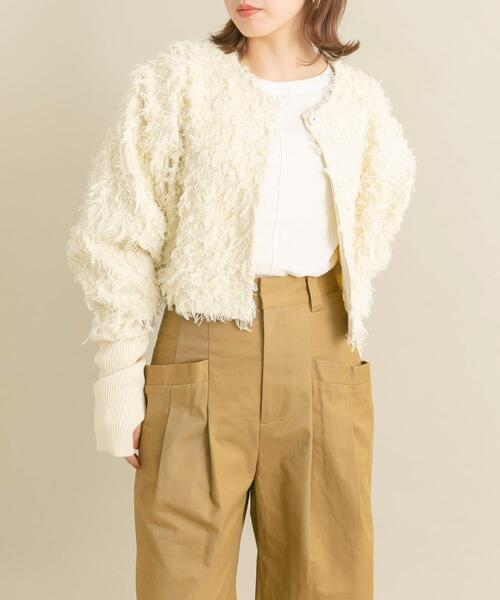 KBF(ケイビーエフ)の「2WAYフリンジカーディガン(カーディガン/ボレロ・レディース・アイボリー/グリーン系その他/ブラック・ONE)」の14枚目の写真