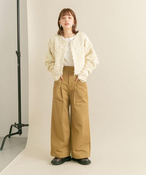 KBF(ケイビーエフ)の「2WAYフリンジカーディガン(カーディガン/ボレロ・レディース・アイボリー/グリーン系その他/ブラック・ONE)」の15枚目の写真