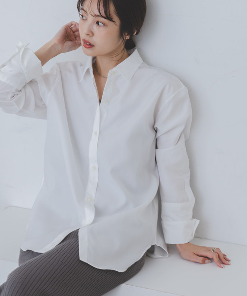 Noble（ノーブル）の「ロングベルカフスレギュラーシャツ（シャツ/ブラウス・レディース・ホワイト/サックスブルー・FREE）」の2枚目の写真