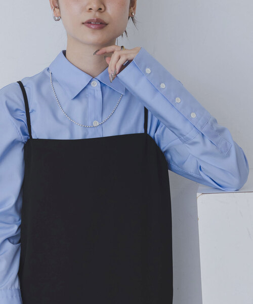Noble（ノーブル）の「ロングベルカフスレギュラーシャツ（シャツ/ブラウス・レディース・ホワイト/サックスブルー・FREE）」の6枚目の写真