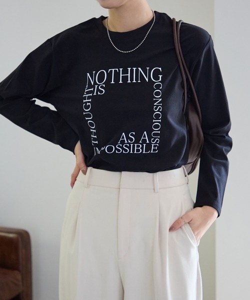(美品)脳××× LOGOFRAME COLLAR BIG カットソー セール】スクエアロゴプリントT/長袖ロンT（Tシャツ/カットソー
