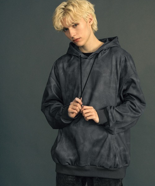 セール】Marble pattern oversized pullover hoodie / マーブル