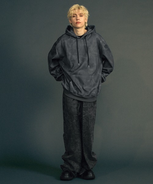 セール】Marble pattern oversized pullover hoodie / マーブル