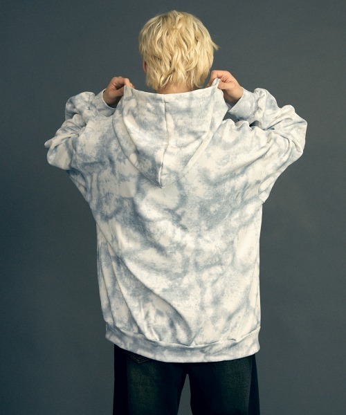 セール】Marble pattern oversized pullover hoodie / マーブル