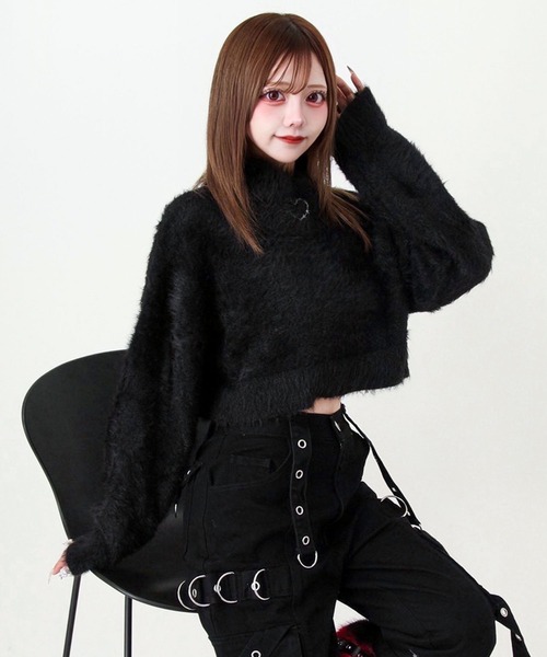 Deviants(ディビアンツ)の「クロップドシャギーニット(ニット/セーター・レディース・グレー/ブラック/ホワイト・FREE)」の14枚目の写真