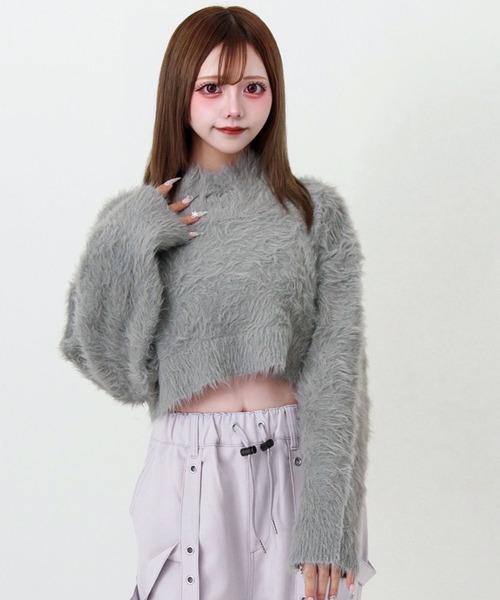 Deviants(ディビアンツ)の「クロップドシャギーニット(ニット/セーター・レディース・グレー/ブラック/ホワイト・FREE)」の19枚目の写真