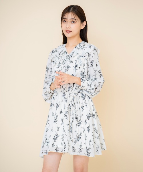 【RED VALENTINO】 フローラル シフォン ミニワンピース REDVALENTINO シフォン ミニワンピース リボン付き フローラル