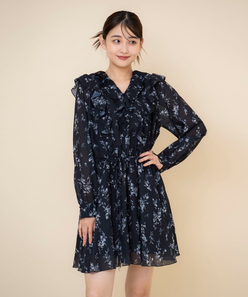 【Red Valentino】星柄 プリーツ シフォン ミニワンピース セール】フローラルプリントシフォンミニワンピース（ワンピース