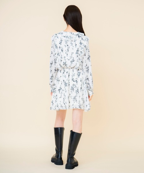 【RED VALENTINO】 フローラル シフォン ミニワンピース REDVALENTINO ラッフル付き フローラルプリントシルクシフォン
