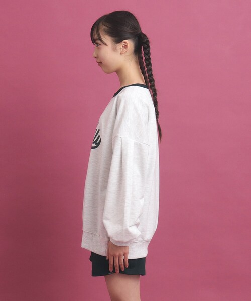PINK-latte（ピンクラテ）の「◆【セットアップ】コットンミニ裏毛プルオーバー＆ショートパンツ（セットアップ・キッズ・ブラック/アイボリー/ライトグレー・16/14/13/15 ）」の5枚目の写真