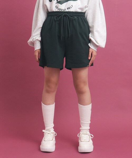 PINK-latte（ピンクラテ）の「◆【セットアップ】コットンミニ裏毛プルオーバー＆ショートパンツ（セットアップ・キッズ・ブラック/アイボリー/ライトグレー・16/14/13/15 ）」の10枚目の写真