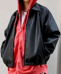 Vintage-like synthetic leather blouson/ヴィンテージライク 合成皮革 ブルゾン