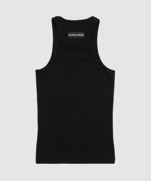 MARINE SERRE（マリーン・セル）の「MOON LOGO RIBBED JERSEY TANK TOP（タンクトップ・レディース・ホワイト/ブラック・M/S/XS）」の3枚目の写真