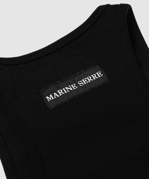 MARINE SERRE（マリーン・セル）の「MOON LOGO RIBBED JERSEY TANK TOP（タンクトップ・レディース・ホワイト/ブラック・M/S/XS）」の4枚目の写真