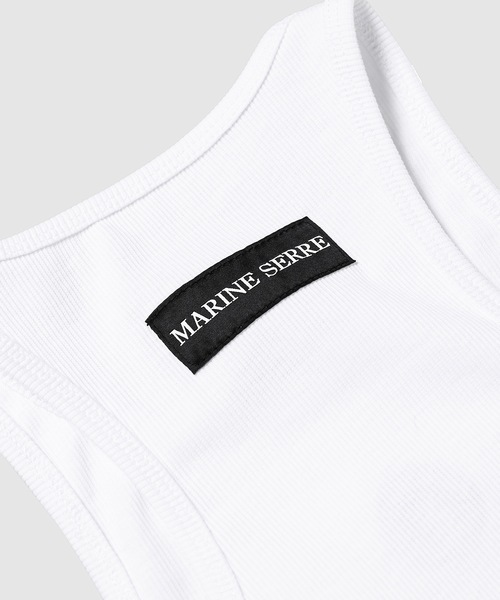 MARINE SERRE（マリーン・セル）の「MOON LOGO RIBBED JERSEY TANK TOP（タンクトップ・レディース・ホワイト/ブラック・M/S/XS）」の5枚目の写真