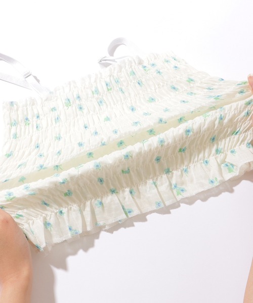Lace Ladies（レースレディース）の「カラフル フラワー シャーリング カップ付き キャミソール（キャミソール・レディース・ブルー/イエロー/グリーン/ピンク・FREE）」の11枚目の写真