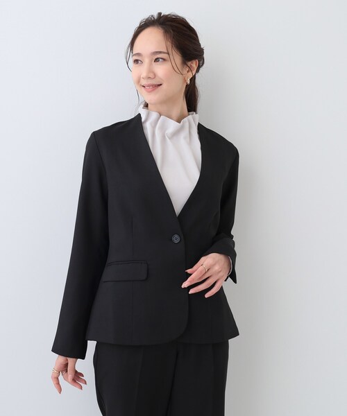 DRESKIP（ドレスキップ）の「【S-LL/セットアップ可/通勤/セレモニー】ノーカラージャケット（ノーカラージャケット・レディース・ベージュ/グレー/ブラック・04/03/02/01）」の8枚目の写真