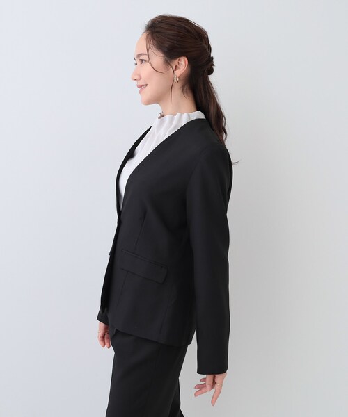 DRESKIP（ドレスキップ）の「【S-LL/セットアップ可/通勤/セレモニー】ノーカラージャケット（ノーカラージャケット・レディース・ベージュ/グレー/ブラック・04/03/02/01）」の9枚目の写真