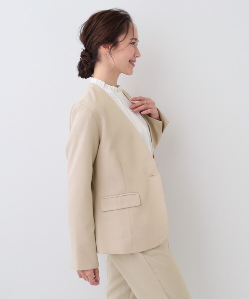 DRESKIP（ドレスキップ）の「【S-LL/セットアップ可/通勤/セレモニー】ノーカラージャケット（ノーカラージャケット・レディース・ベージュ/グレー/ブラック・04/03/02/01）」の13枚目の写真