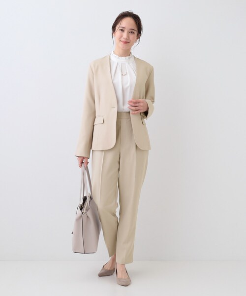 DRESKIP（ドレスキップ）の「【S-LL/セットアップ可/通勤/セレモニー】ノーカラージャケット（ノーカラージャケット・レディース・ベージュ/グレー/ブラック・04/03/02/01）」の14枚目の写真