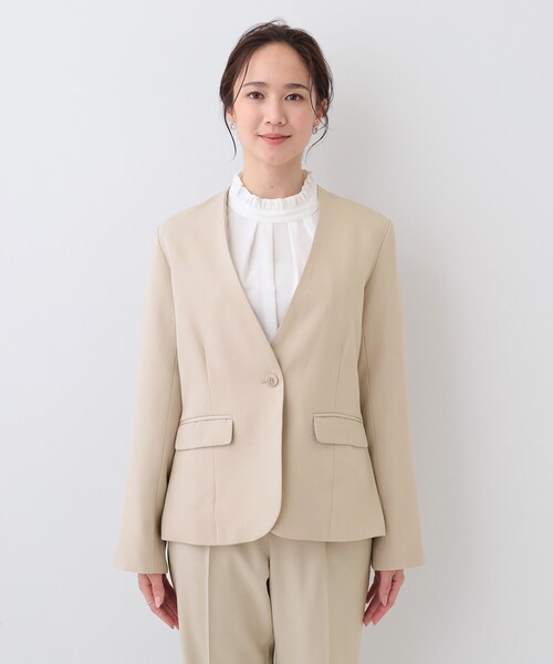 DRESKIP（ドレスキップ）の「【S-LL/セットアップ可/通勤/セレモニー】ノーカラージャケット（ノーカラージャケット・レディース・ベージュ/グレー/ブラック・04/03/02/01）」の16枚目の写真