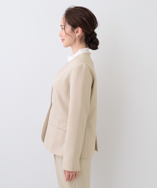 DRESKIP（ドレスキップ）の「【S-LL/セットアップ可/通勤/セレモニー】ノーカラージャケット（ノーカラージャケット・レディース・ベージュ/グレー/ブラック・04/03/02/01）」の17枚目の写真