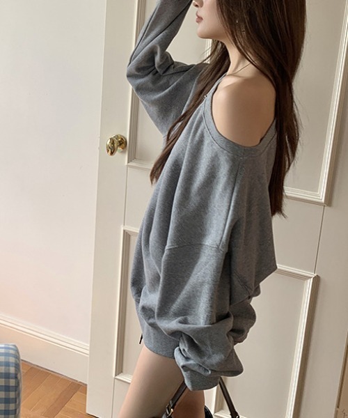 FREE STYLISTS(フリー スタイリスト)の「YUGA_YGMC オフショルダー ルーズシルエットスウェットPO(スウェット・レディース・ネイビー/ライトグレー・FREE)」の19枚目の写真