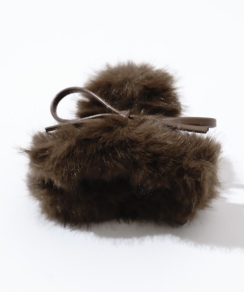 flower（フラワー）の「ファーリボンクリップ（バレッタ/ヘアクリップ・レディース・ブラウン/アイボリー・FREE）」の4枚目の写真