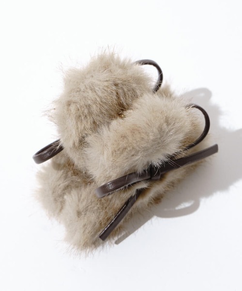 flower（フラワー）の「ファーリボンクリップ（バレッタ/ヘアクリップ・レディース・ブラウン/アイボリー・FREE）」の8枚目の写真