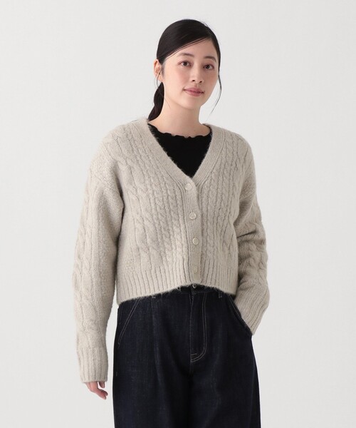 Afternoon Tea（アフタヌーンティー）の「ケーブルニットVネックカーディガン（カーディガン/ボレロ・レディース・ライトベージュ/ライトパープル/ブルー・MEDIUM）」の2枚目の写真