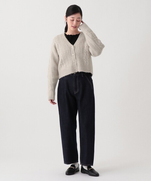 Afternoon Tea（アフタヌーンティー）の「ケーブルニットVネックカーディガン（カーディガン/ボレロ・レディース・ライトベージュ/ライトパープル/ブルー・MEDIUM）」の6枚目の写真