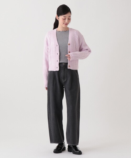 Afternoon Tea（アフタヌーンティー）の「ケーブルニットVネックカーディガン（カーディガン/ボレロ・レディース・ライトベージュ/ライトパープル/ブルー・MEDIUM）」の9枚目の写真