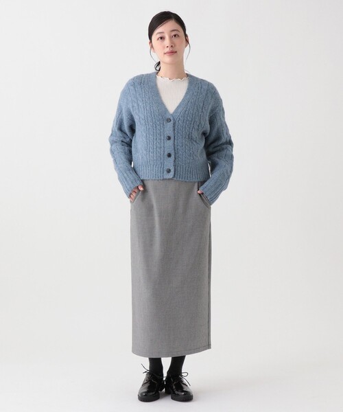 Afternoon Tea（アフタヌーンティー）の「ケーブルニットVネックカーディガン（カーディガン/ボレロ・レディース・ライトベージュ/ライトパープル/ブルー・MEDIUM）」の11枚目の写真