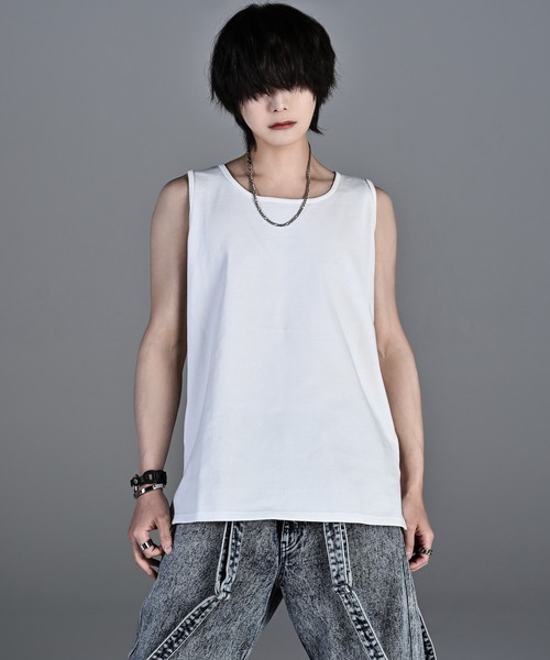 L  メロー Tシャツ タンク セット 3way mesh/cotton combination layered tank top(2枚セット