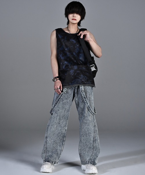 3way mesh/cotton combination layered tank top(2枚セット) / 3ウェイ