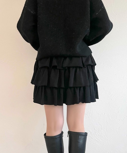 apres jour（アプレジュール）の「スウェットフリル３段スカート【ZOZOTOWN限定アイテム】（スカート・レディース・ブラック/グレー・フリー/X-LARGE）」の4枚目の写真