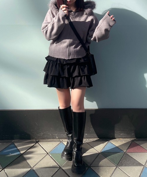 apres jour（アプレジュール）の「スウェットフリル３段スカート【ZOZOTOWN限定アイテム】（スカート・レディース・ブラック/グレー・フリー/X-LARGE）」の11枚目の写真
