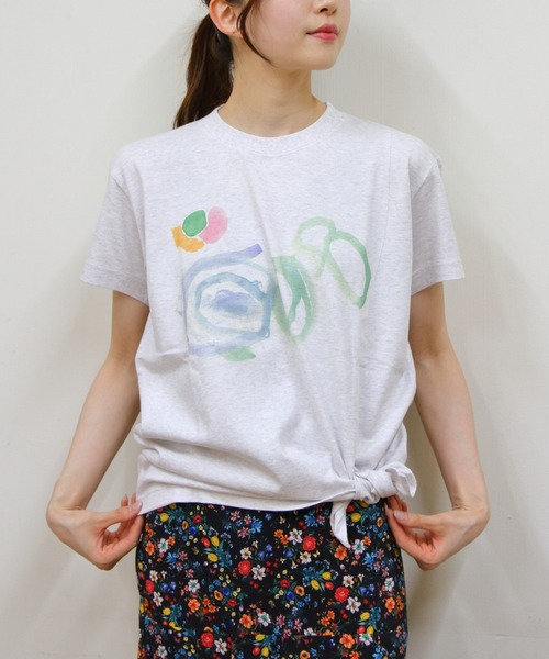 tシャツ MEYAME/メヤメ　プリントスリット ロングスリーブTEE　PRINT SLIT LONGSLEEVE TEE レディース MEYAME/メヤメ プリントスリット ロングスリーブTEE PRINT SLIT