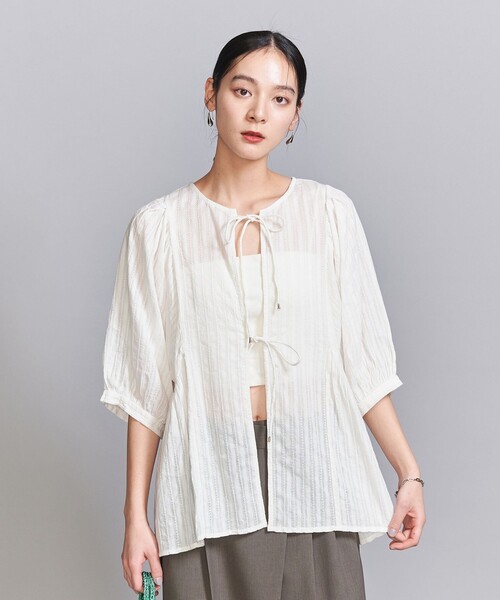 ユナイテッドアローズ UNITED ARROWS リボンブラウス ホワイト UNITED ARROWS ブラウス シャツ バックスリットリボン