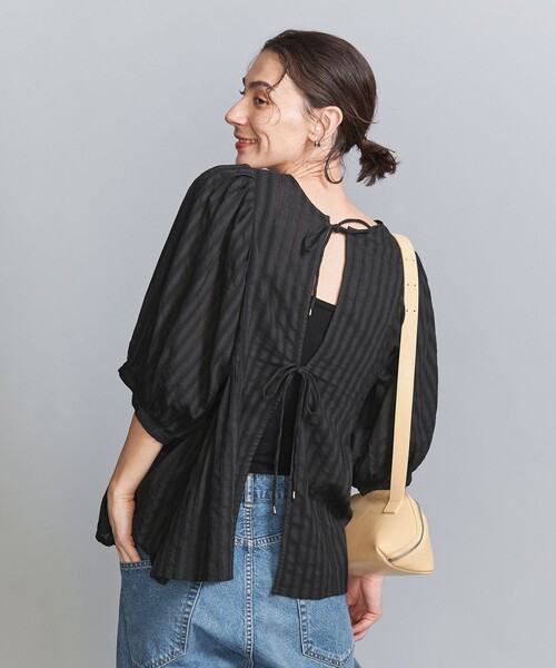 BEAUTY&YOUTH UNITED ARROWS（ビューティーアンドユースユナイテッドアローズ）の「【WEB限定】コットンドビー リボンブラウス -2WAY/ウォッシャブル-（シャツ/ブラウス・レディース・ブラック/ホワイト/ロイヤルブルー・FREE）」の2枚目の写真