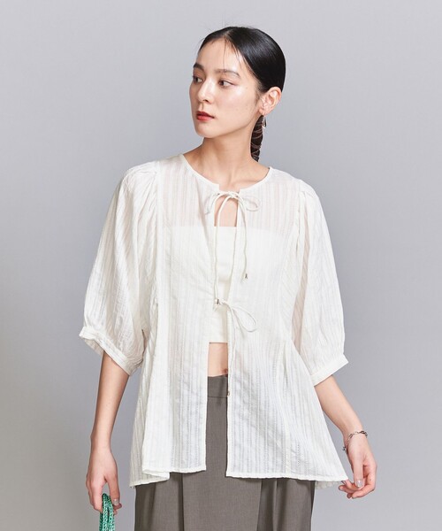 BEAUTY&YOUTH UNITED ARROWS（ビューティーアンドユースユナイテッドアローズ）の「【WEB限定】コットンドビー リボンブラウス -2WAY/ウォッシャブル-（シャツ/ブラウス・レディース・ブラック/ホワイト/ロイヤルブルー・FREE）」の8枚目の写真