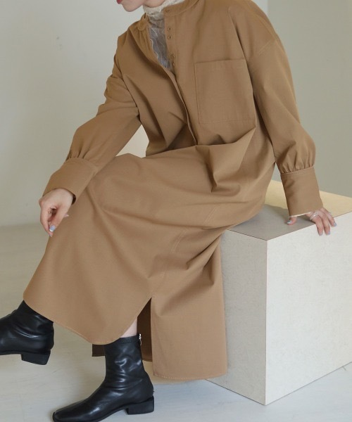 Bab（バブ）の「パイピングシャツワンピース（シャツワンピース・レディース・ブラウン/ベージュ・MEDIUM）」の3枚目の写真