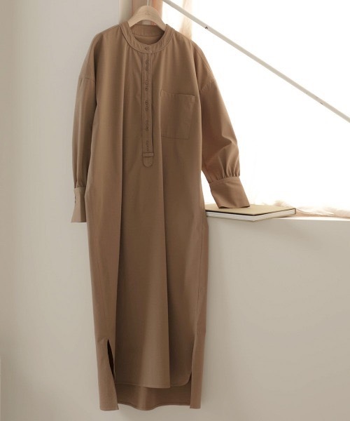 Bab（バブ）の「パイピングシャツワンピース（シャツワンピース・レディース・ブラウン/ベージュ・MEDIUM）」の5枚目の写真