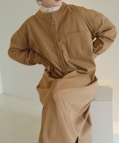 Bab（バブ）の「パイピングシャツワンピース（シャツワンピース・レディース・ブラウン/ベージュ・MEDIUM）」の13枚目の写真