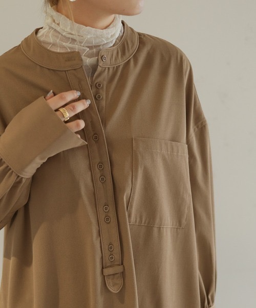Bab（バブ）の「パイピングシャツワンピース（シャツワンピース・レディース・ブラウン/ベージュ・MEDIUM）」の16枚目の写真